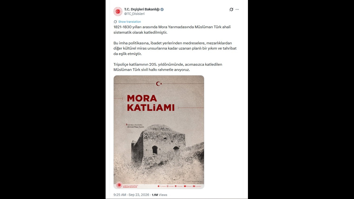 YORUM: TRİPOLİ&Ccedil;E: SE&Ccedil;İCİ HAFIZA VE MORA'DAKİ M&Uuml;SL&Uuml;MAN T&Uuml;RKLERİN YOK EDİLMESİ