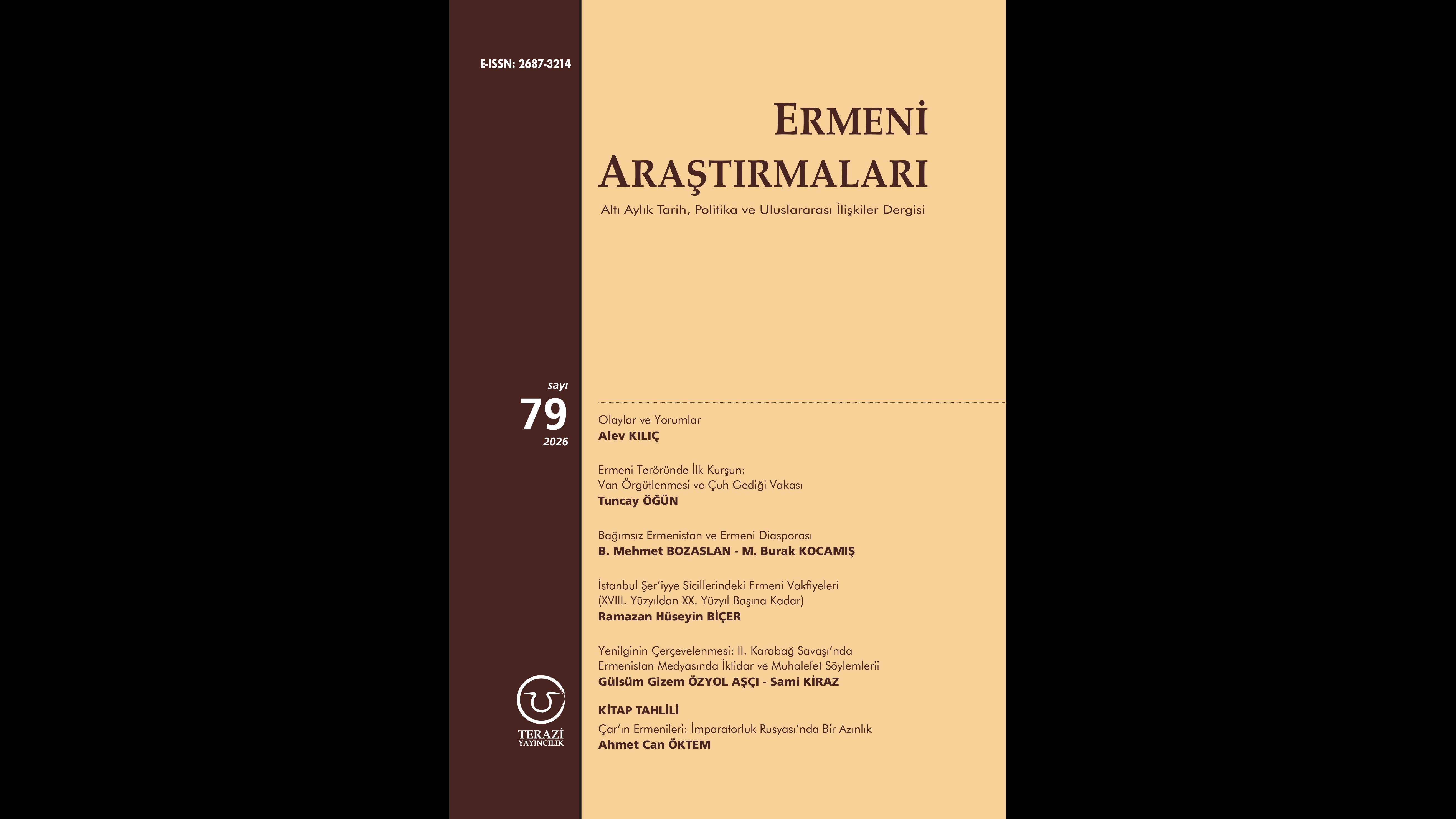  ANNOUNCEMENT: THE 79TH ISSUE OF ERMENİ ARAŞTIRMALARI JOURNAL PUBLISHED