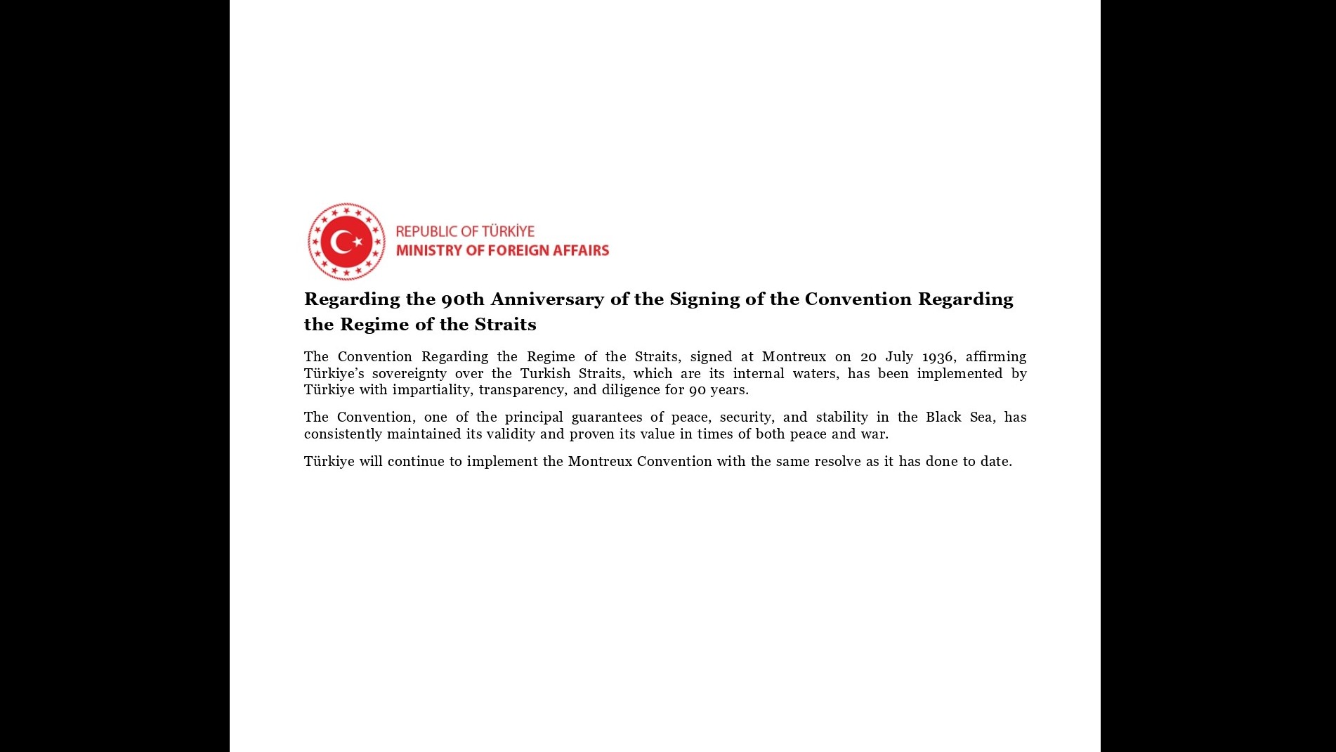 COMMENTARY: MONTREUX, CONSTRUCTIVE EURASIANISM, AND BLACK SEA STABILITY: REASSESSING T&Uuml;RKİYE&rsquo;S STRAITS REGIME ON ITS 90TH ANNIVERSARY